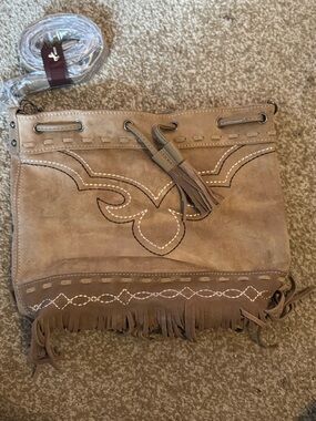 Montana West Suede Fringe Crossbody Bag in Taupe